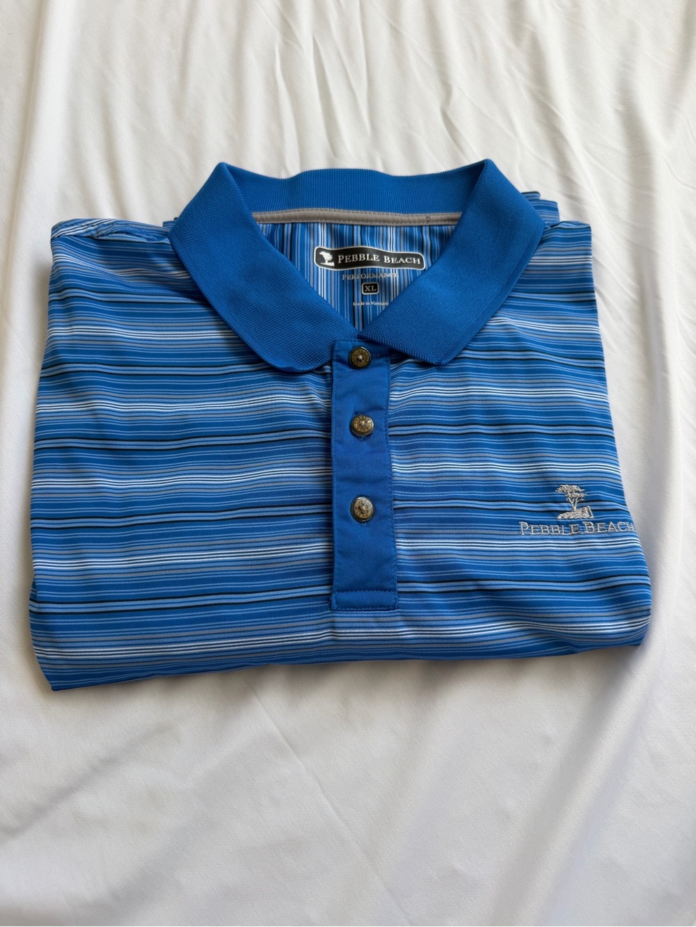 Pebble Beach Men's Royal Blue Multi-Striped Polo